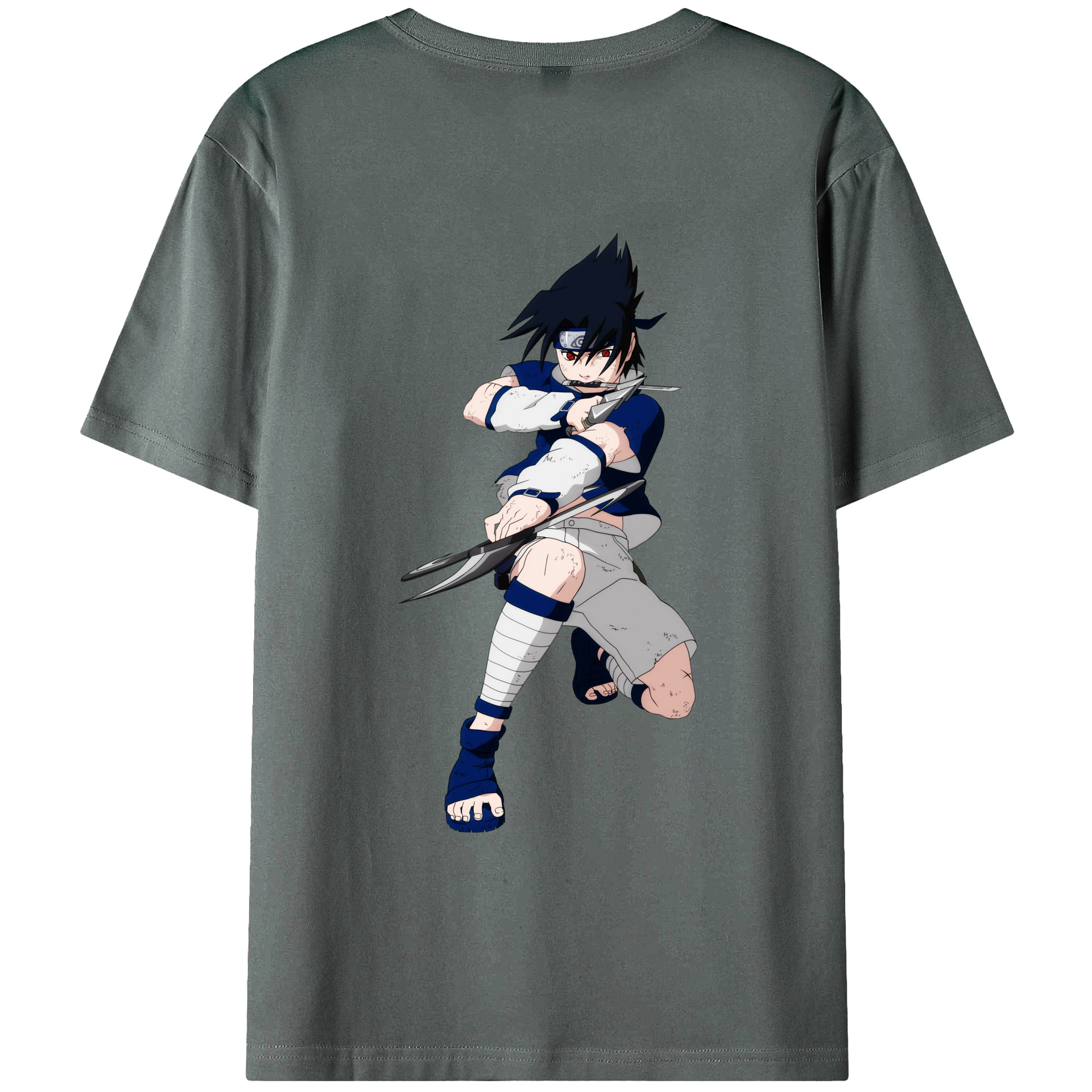 （画像用） NARUTO -ナルト- うちは サスケ Uchiha Sasuke 綿100％ メンズ半袖Tシャツ（バックプリント） 通気性